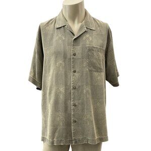 Tommy Bahama Silk Hawaiian Button Front Camp Shirt Palm Tree Short Sleeve Men XL